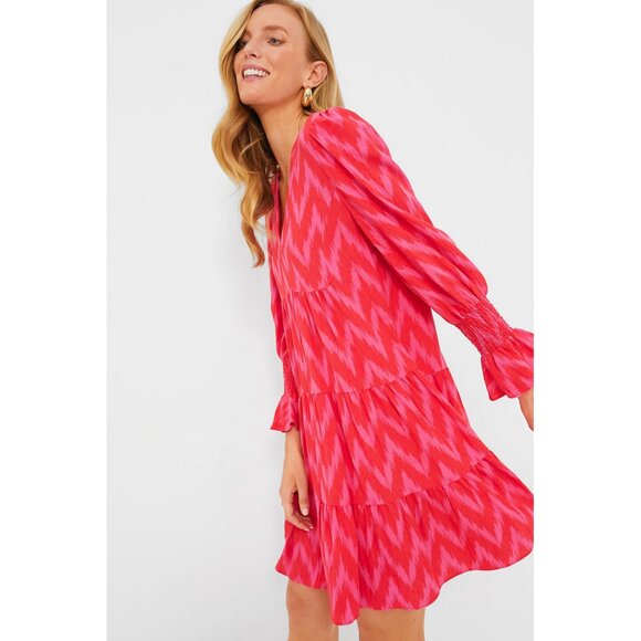 Pomander Place x Tuckernuck Sz. S Kenzo Dress in Hot Pink Ikat - Picture 4 of 16